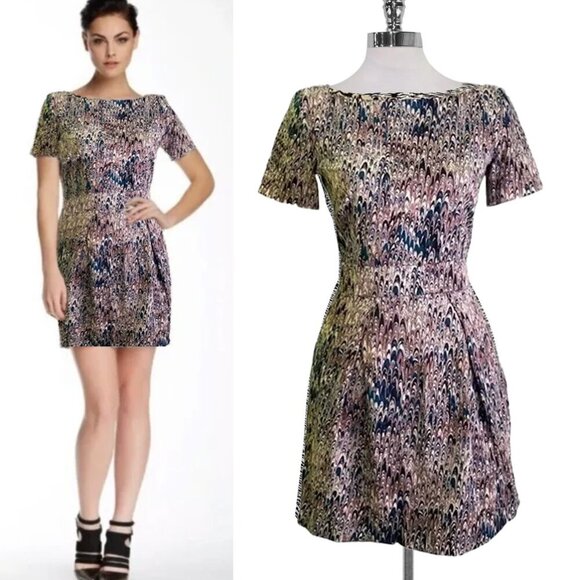 French Connection Abstract Print Fit & Flare Mini Dress - Picture 1 of 7